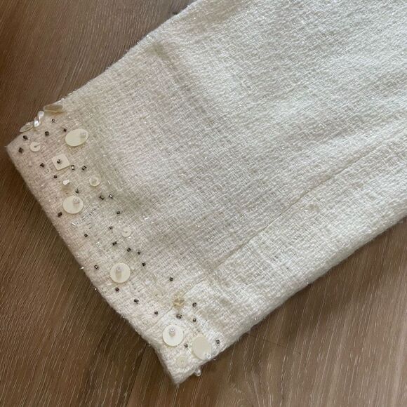 VTG Victor Costa Occasion White Cream Embellished Embroidered Jacket Blazer S - Picture 4 of 8